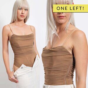 Athena Mesh Front Pleated Bodysuit